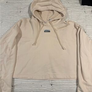 adidas Cream Cropped Hooded Sweatshirt